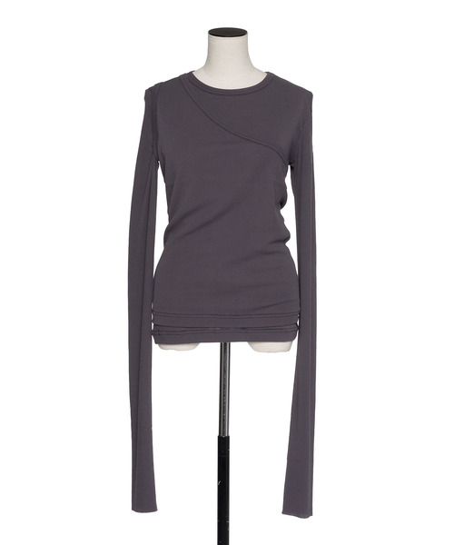 muller of yoshiokubo（ミュラーオブヨシオクボ）の「muller of yoshiokubo ミュラーオブヨシオクボ / 2 LAYER LONG SLEEVE TOPS 2WAYレイヤーロングスリーブトップス / MLS26104B（Tシャツ/カットソー・レディース・グレー/グリーン/ホワイト/イエロー・38/36）」の5枚目の写真