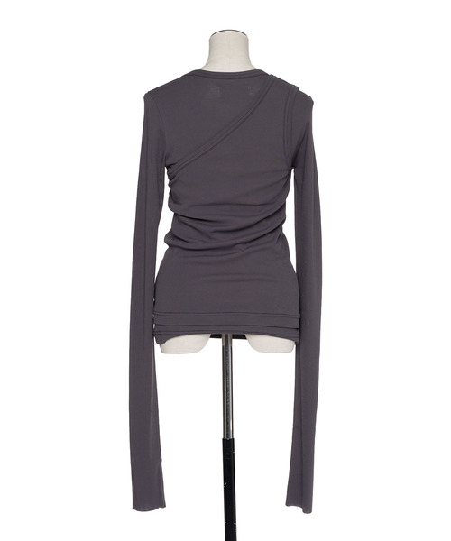 muller of yoshiokubo（ミュラーオブヨシオクボ）の「muller of yoshiokubo ミュラーオブヨシオクボ / 2 LAYER LONG SLEEVE TOPS 2WAYレイヤーロングスリーブトップス / MLS26104B（Tシャツ/カットソー・レディース・グレー/グリーン/ホワイト/イエロー・38/36）」の6枚目の写真