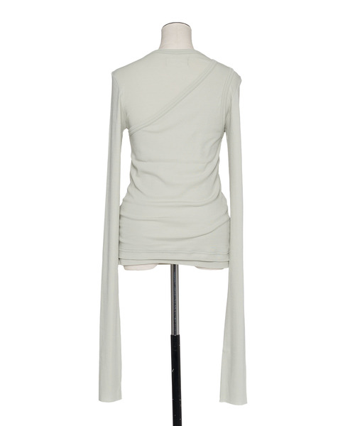 muller of yoshiokubo（ミュラーオブヨシオクボ）の「muller of yoshiokubo ミュラーオブヨシオクボ / 2 LAYER LONG SLEEVE TOPS 2WAYレイヤーロングスリーブトップス / MLS26104B（Tシャツ/カットソー・レディース・グレー/グリーン/ホワイト/イエロー・38/36）」の7枚目の写真