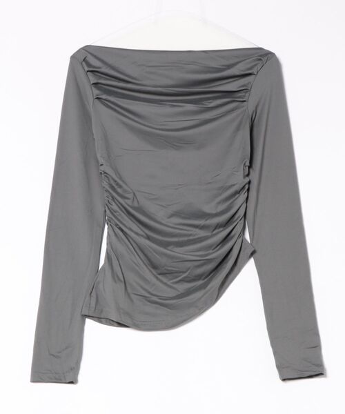 Ritzy(リッツィー)の「シンプル オフショルダー長袖Tシャツ(Tシャツ/カットソー・レディース・グレー/ブラック/イエロー・M)」の4枚目の写真