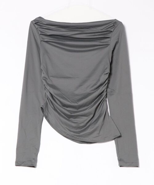 Ritzy(リッツィー)の「シンプル オフショルダー長袖Tシャツ(Tシャツ/カットソー・レディース・グレー/ブラック/イエロー・M)」の5枚目の写真