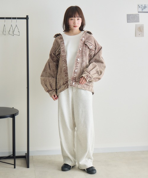 RU.TI.LE(ルチル)の「【RU.TI.LE】裏毛カーブパンツ(スウェットパンツ・レディース・グレー/アイボリー・MEDIUM)」の8枚目の写真