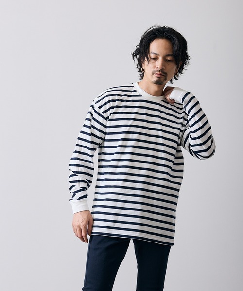 improves(インプローブス)の「ボーダー 長袖 Tシャツ(Tシャツ/カットソー・メンズ・ホワイト/ブラック・X-LARGE/LARGE/MEDIUM/SMALL)」の2枚目の写真