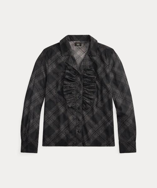 RRL(ダブル アール エル)の「チェックプリント コットン ボイル ブラウス(シャツ/ブラウス・レディース・グレー系・1/2/3/4)」の1枚目の写真