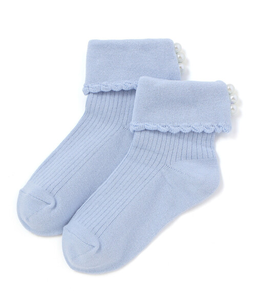 BeBe(ベベ)の「パールモチーフ折り返しソックス(ソックス/靴下・キッズ・イエロー/ブルー・19.0cm/24.0cm/21.0cm/17.0cm)」の4枚目の写真