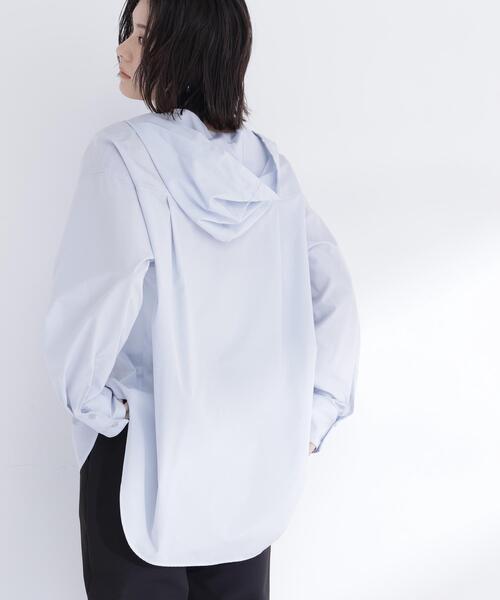 NATURAL BEAUTY BASIC(ナチュラルビューティーベーシック)の「◇フーディーシャツブルゾン(ブルゾン・レディース・ブラック/オフホワイト/ブルー・FREE)」の12枚目の写真