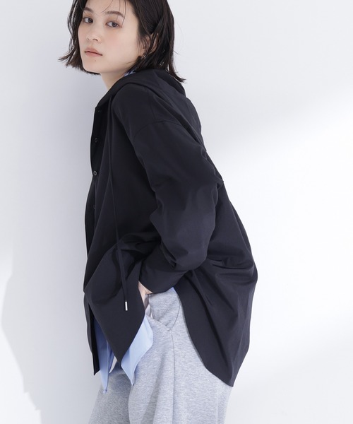 NATURAL BEAUTY BASIC(ナチュラルビューティーベーシック)の「◇フーディーシャツブルゾン(ブルゾン・レディース・ブラック/オフホワイト/ブルー・FREE)」の2枚目の写真