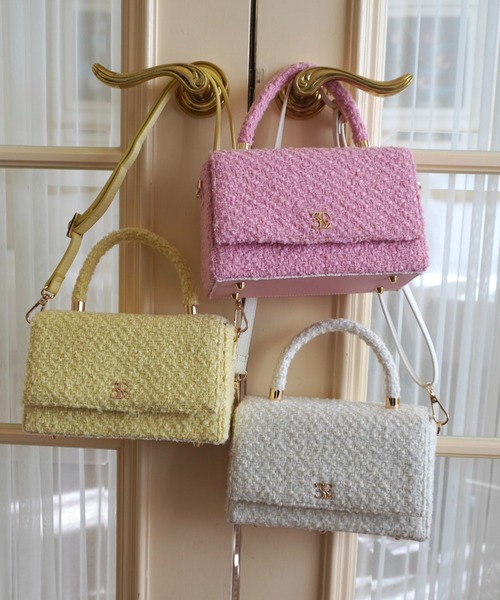 EIMY ISTOIRE（エイミーイストワール）の「ツイードバッグ（ハンドバッグ・レディース・イエロー/アイボリー/ピンク・F）」の4枚目の写真