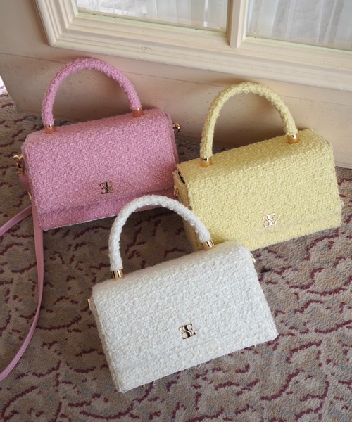 EIMY ISTOIRE（エイミーイストワール）の「ツイードバッグ（ハンドバッグ・レディース・イエロー/アイボリー/ピンク・F）」の5枚目の写真