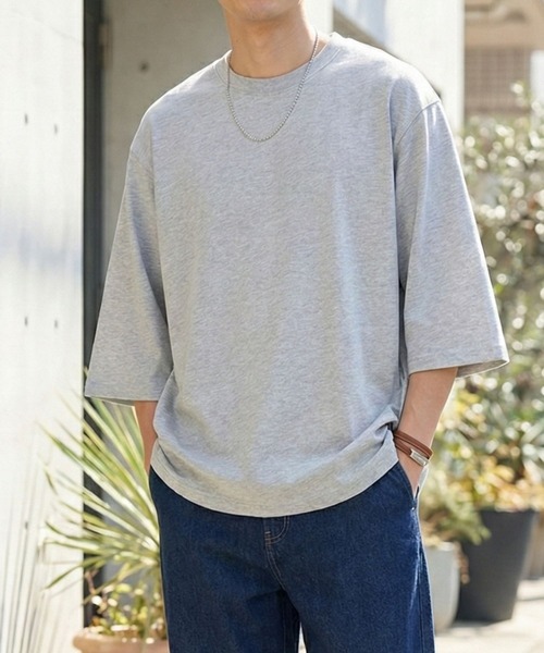 NAVY(ネイビー)の「【NAVY / ネイビー】BCIコットン リラックスフィット 7分袖Tシャツ(Tシャツ/カットソー・メンズ・ブラック/ホワイト/ホワイト系1/グリーン・XL/L/M/S)」の3枚目の写真