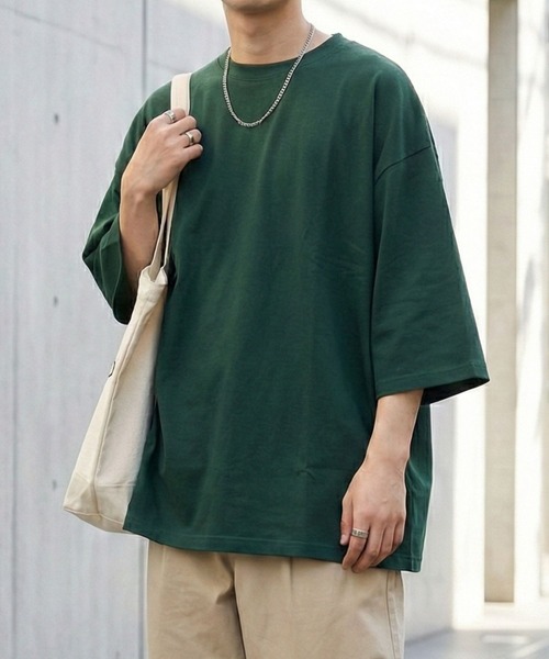 NAVY(ネイビー)の「【NAVY / ネイビー】BCIコットン リラックスフィット 7分袖Tシャツ(Tシャツ/カットソー・メンズ・ブラック/ホワイト/ホワイト系1/グリーン・XL/L/M/S)」の4枚目の写真