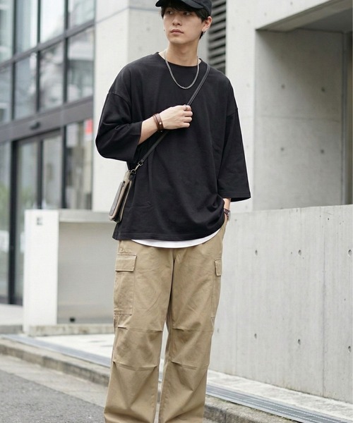 NAVY(ネイビー)の「【NAVY / ネイビー】BCIコットン リラックスフィット 7分袖Tシャツ(Tシャツ/カットソー・メンズ・ブラック/ホワイト/ホワイト系1/グリーン・XL/L/M/S)」の18枚目の写真