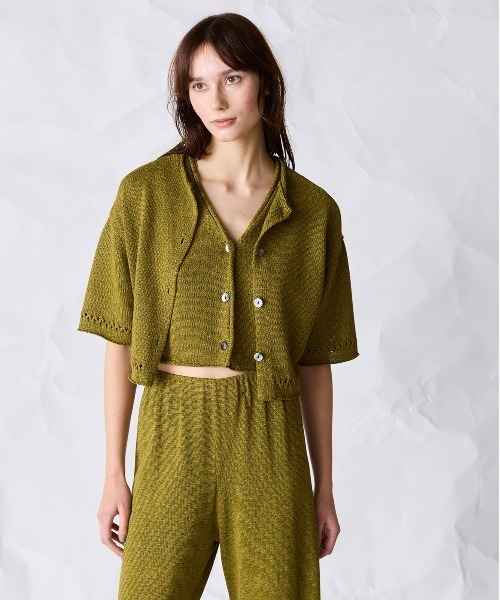 WALANCE（ワランス）の「paper knit 2way top（ベスト・レディース・サンドベージュ/ブラック/オリーブ・FREE）」の9枚目の写真