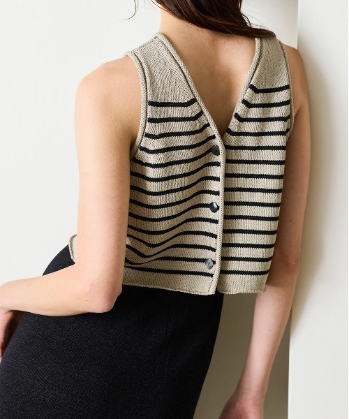 WALANCE（ワランス）の「paper knit 2way top（ベスト・レディース・サンドベージュ/ブラック/オリーブ・FREE）」の12枚目の写真