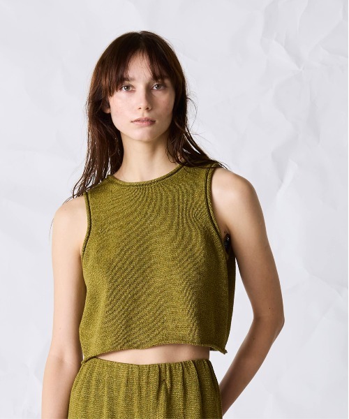 WALANCE（ワランス）の「paper knit 2way top（ベスト・レディース・サンドベージュ/ブラック/オリーブ・FREE）」の5枚目の写真