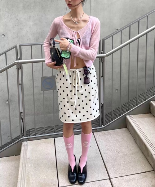 Sibra(シブラ)の「ドット柄ドローストリングIラインスカート(スカート・レディース・ホワイト/アイボリー/ブラック・M)」の12枚目の写真