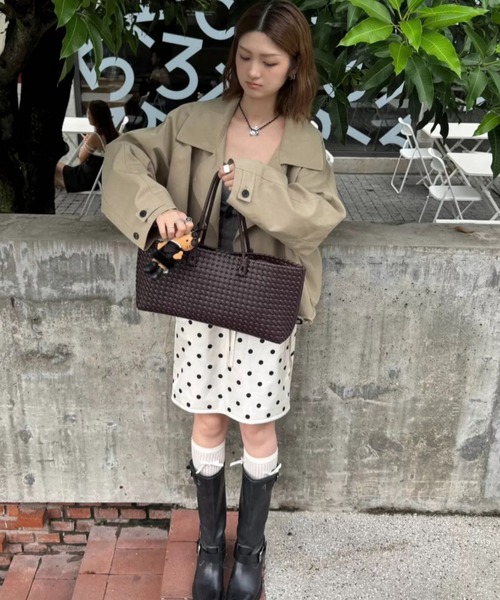 Sibra(シブラ)の「ドット柄ドローストリングIラインスカート(スカート・レディース・ホワイト/アイボリー/ブラック・M)」の9枚目の写真