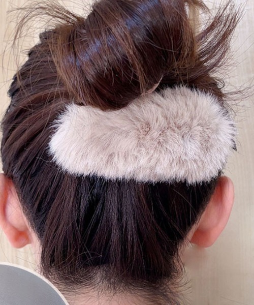 セール】ファーカラー BIGオーバルヘアクリップ ヘアピン ヘア