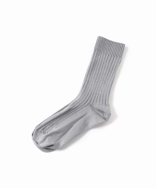EDIT. FOR LULU(エディットフォールル)の「【BASERANGE/ベースレンジ】PRE RIB OVERANKLE SOCKS(ソックス/靴下・レディース・チャコールグレー/パープル・FREE)」の1枚目の写真