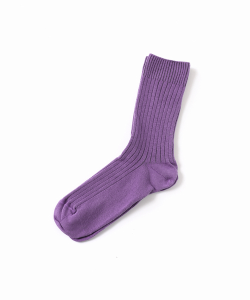 EDIT. FOR LULU(エディットフォールル)の「【BASERANGE/ベースレンジ】PRE RIB OVERANKLE SOCKS(ソックス/靴下・レディース・チャコールグレー/パープル・FREE)」の3枚目の写真