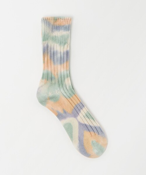 ROTOTO(ロトト)の「<ROTOTO>チャンキー タイダイ クルーソックス(ソックス/靴下・メンズ・ブラウン系/ネイビー/その他1・M)」の1枚目の写真