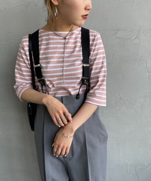 ORCIVAL（オーシバル）の「[ORCIVAL/オーシバル] ボートネック 5分袖カットソー（Tシャツ/カットソー・レディース・ブラック/ホワイト/ピンク/ホワイト×グレー・2）」の4枚目の写真