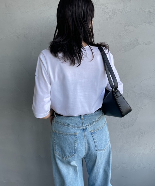 ORCIVAL（オーシバル）の「[ORCIVAL/オーシバル] ボートネック 5分袖カットソー（Tシャツ/カットソー・レディース・ブラック/ホワイト/ピンク/ホワイト×グレー・2）」の10枚目の写真