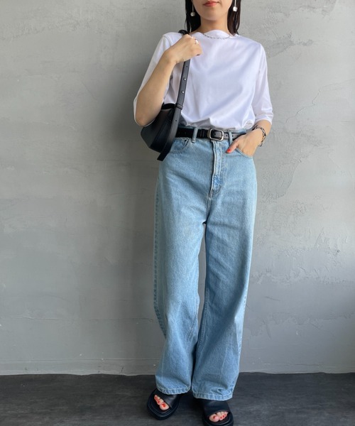 ORCIVAL（オーシバル）の「[ORCIVAL/オーシバル] ボートネック 5分袖カットソー（Tシャツ/カットソー・レディース・ブラック/ホワイト/ピンク/ホワイト×グレー・2）」の11枚目の写真