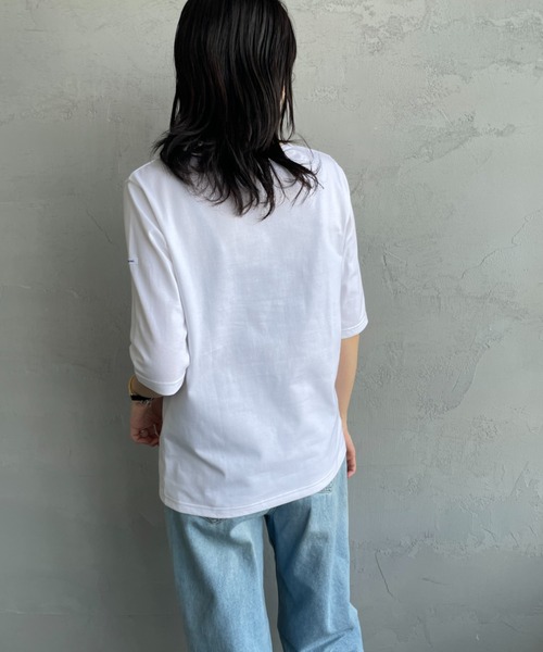 ORCIVAL（オーシバル）の「[ORCIVAL/オーシバル] ボートネック 5分袖カットソー（Tシャツ/カットソー・レディース・ブラック/ホワイト/ピンク/ホワイト×グレー・2）」の15枚目の写真