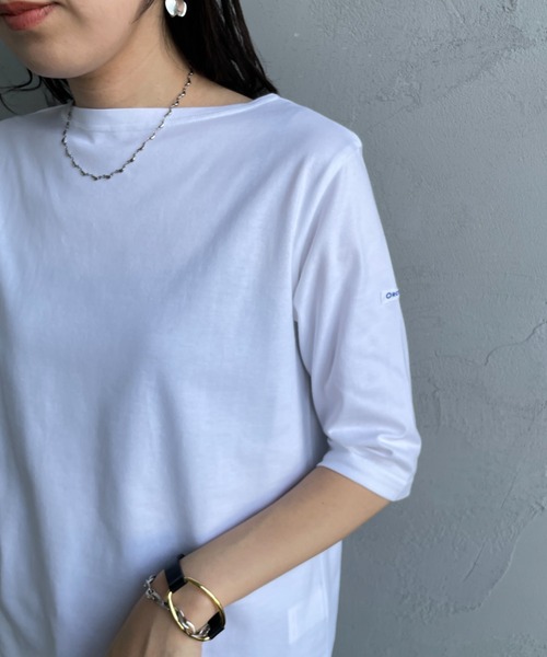 ORCIVAL（オーシバル）の「[ORCIVAL/オーシバル] ボートネック 5分袖カットソー（Tシャツ/カットソー・レディース・ブラック/ホワイト/ピンク/ホワイト×グレー・2）」の16枚目の写真