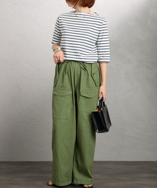 ORCIVAL（オーシバル）の「[ORCIVAL/オーシバル] ボートネック 5分袖カットソー（Tシャツ/カットソー・レディース・ブラック/ホワイト/ピンク/ホワイト×グレー・2）」の6枚目の写真