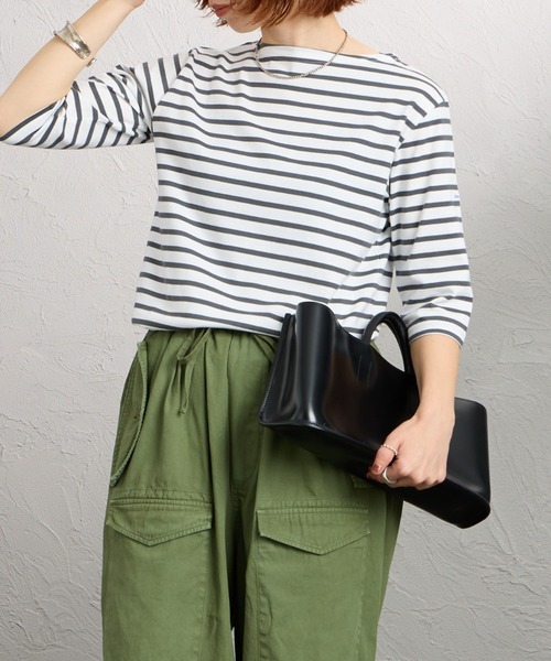 ORCIVAL（オーシバル）の「[ORCIVAL/オーシバル] ボートネック 5分袖カットソー（Tシャツ/カットソー・レディース・ブラック/ホワイト/ピンク/ホワイト×グレー・2）」の18枚目の写真