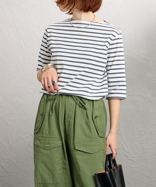 ORCIVAL（オーシバル）の「[ORCIVAL/オーシバル] ボートネック 5分袖カットソー（Tシャツ/カットソー・レディース・ブラック/ホワイト/ピンク/ホワイト×グレー・2）」の19枚目の写真