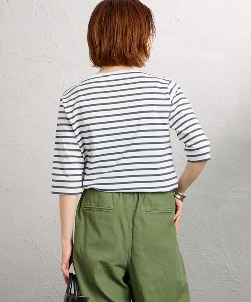 ORCIVAL（オーシバル）の「[ORCIVAL/オーシバル] ボートネック 5分袖カットソー（Tシャツ/カットソー・レディース・ブラック/ホワイト/ピンク/ホワイト×グレー・2）」の20枚目の写真