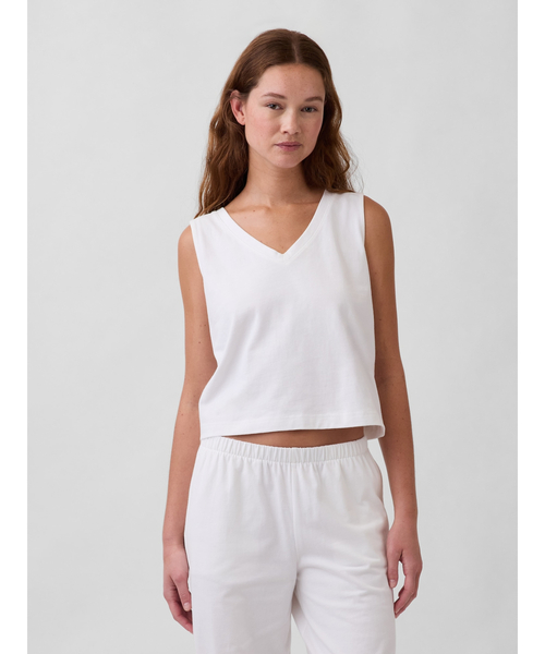 GAP（ギャップ）の「ヘビーウェイト Vネック クロップド シェルタンクトップ（タンクトップ・レディース・ブラック/レッド/ブラウン/ホワイト・XXS/XL/L/M/S/XS）」の2枚目の写真