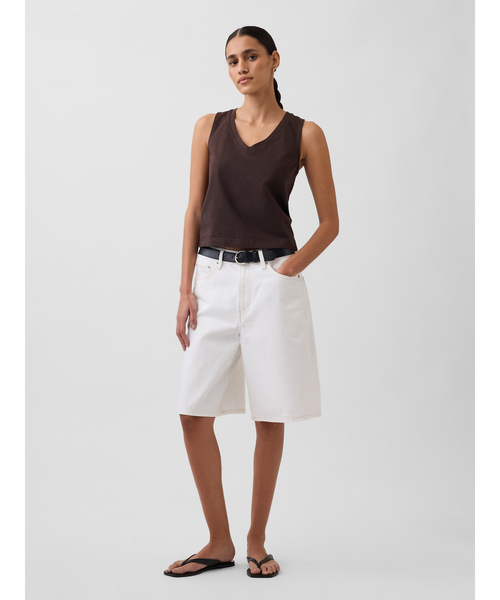 GAP（ギャップ）の「ヘビーウェイト Vネック クロップド シェルタンクトップ（タンクトップ・レディース・ブラック/レッド/ブラウン/ホワイト・XXS/XL/L/M/S/XS）」の7枚目の写真