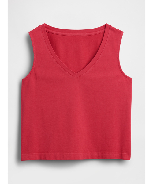 GAP（ギャップ）の「ヘビーウェイト Vネック クロップド シェルタンクトップ（タンクトップ・レディース・ブラック/レッド/ブラウン/ホワイト・XXS/XL/L/M/S/XS）」の14枚目の写真