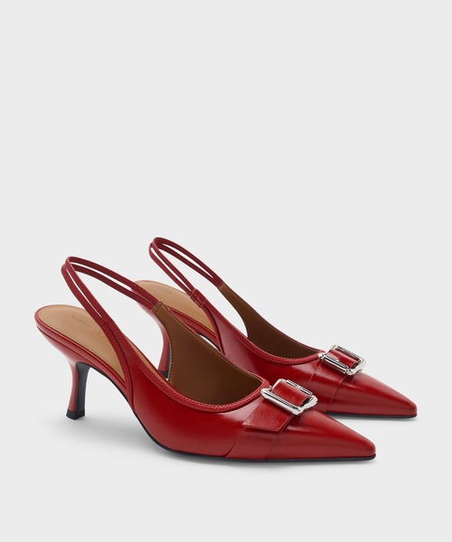 CHARLES & KEITH（チャールズ & キース）の「Anita アニータ バックル ポインテッドトゥスリングバックパンプス（パンプス・レディース・レッド/ブラック/ライトベージュ・25cm/24.5cm/23.5cm/23cm/22.5cm）」の7枚目の写真