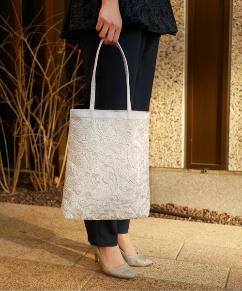 My shawty(マイシャウティー)の「lace tote bag(エコバッグ/サブバッグ・レディース・ゴールド/シルバー/ブラック・FREE)」の1枚目の写真