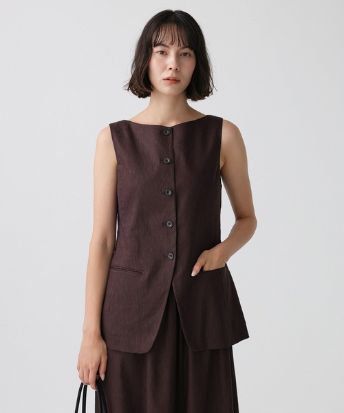 BABYLONE（バビロン）の「ソフトレーヨンジレ（ベスト・レディース・ブルー/ダークブラウン/ベージュ・フリー）」の2枚目の写真