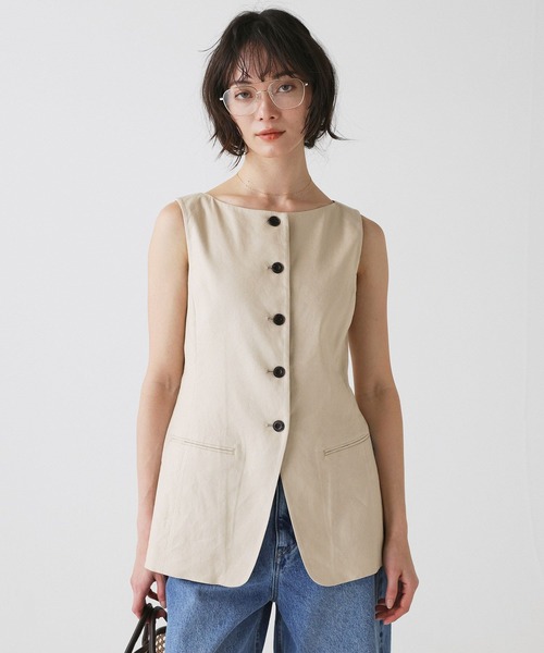 BABYLONE（バビロン）の「ソフトレーヨンジレ（ベスト・レディース・ブルー/ダークブラウン/ベージュ・フリー）」の3枚目の写真