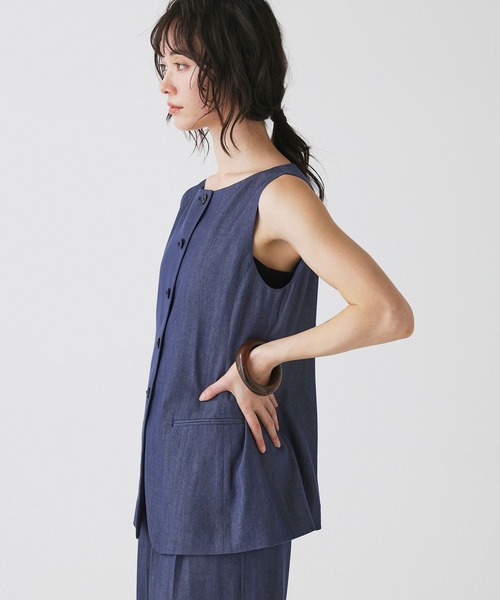 BABYLONE（バビロン）の「ソフトレーヨンジレ（ベスト・レディース・ブルー/ダークブラウン/ベージュ・フリー）」の5枚目の写真