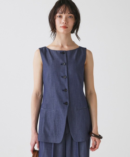 BABYLONE（バビロン）の「ソフトレーヨンジレ（ベスト・レディース・ブルー/ダークブラウン/ベージュ・フリー）」の4枚目の写真