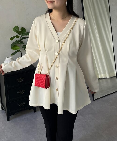 prose verse（プロズヴェール）の「ウエストタックカットカーディガン（カーディガン/ボレロ・レディース・ブラック/アイボリー・LARGE/MEDIUM）」の21枚目の写真