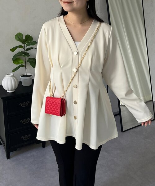 prose verse（プロズヴェール）の「ウエストタックカットカーディガン（カーディガン/ボレロ・レディース・ブラック/アイボリー・LARGE/MEDIUM）」の22枚目の写真