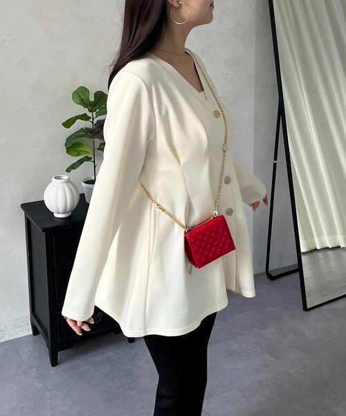 prose verse（プロズヴェール）の「ウエストタックカットカーディガン（カーディガン/ボレロ・レディース・ブラック/アイボリー・LARGE/MEDIUM）」の15枚目の写真