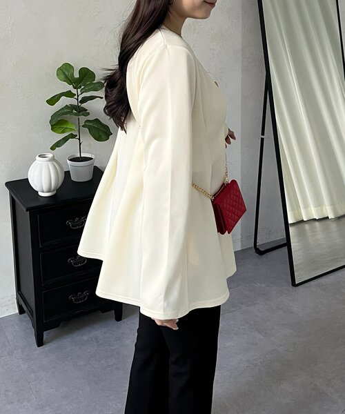 prose verse（プロズヴェール）の「ウエストタックカットカーディガン（カーディガン/ボレロ・レディース・ブラック/アイボリー・LARGE/MEDIUM）」の16枚目の写真