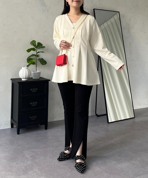 prose verse（プロズヴェール）の「ウエストタックカットカーディガン（カーディガン/ボレロ・レディース・ブラック/アイボリー・LARGE/MEDIUM）」の18枚目の写真