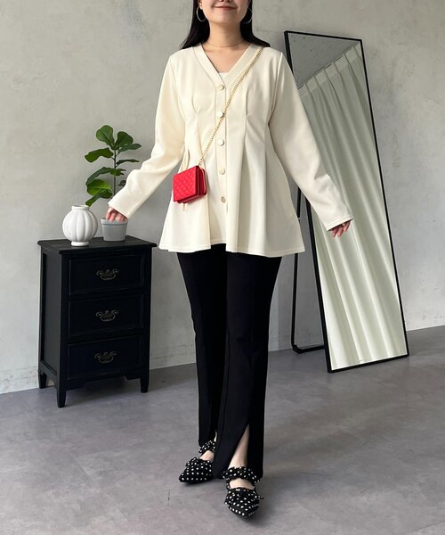 prose verse（プロズヴェール）の「ウエストタックカットカーディガン（カーディガン/ボレロ・レディース・ブラック/アイボリー・LARGE/MEDIUM）」の8枚目の写真