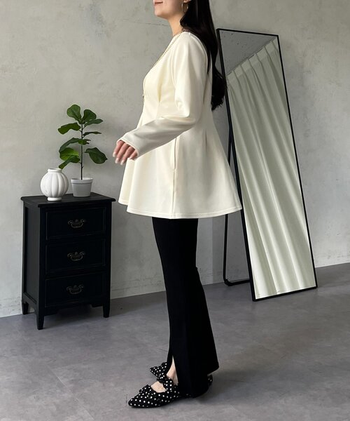 prose verse（プロズヴェール）の「ウエストタックカットカーディガン（カーディガン/ボレロ・レディース・ブラック/アイボリー・LARGE/MEDIUM）」の9枚目の写真